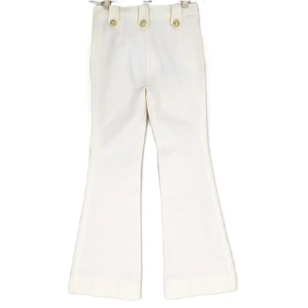 Derek Lam 10 Crosby Women White / Gold Cotton Robertson Flare Pants Size US 8